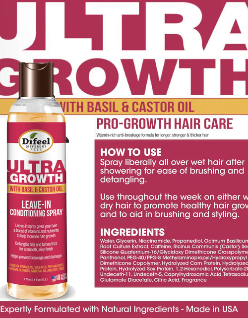 Load image into Gallery viewer, Difeel Ultra Growth Basil &amp; Castor Hair Oil Leave in Conditioning Spray 8 oz. Larger Bottle by difeel - find your natural beauty

