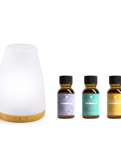 Load image into Gallery viewer, Pursonic Aromatherapy 2 in 1 USB Diffuser &amp; Essential Oil Set-Ultrasonic Top 3 Oils-300ml with 2 Mist Settings 7 Ambient Light Settings by Pursonic
