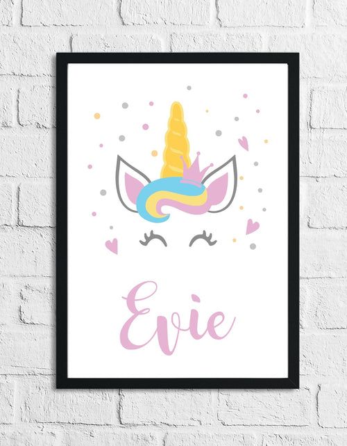 Load image into Gallery viewer, Personalised Pink Font Unicorn Name Children's Room Wall Decor Print by WinsterCreations™ Official Store
