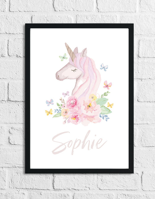Load image into Gallery viewer, Personalised Watercolour Unicorn Name Children's Room Wall Decor Print by WinsterCreations™ Official Store
