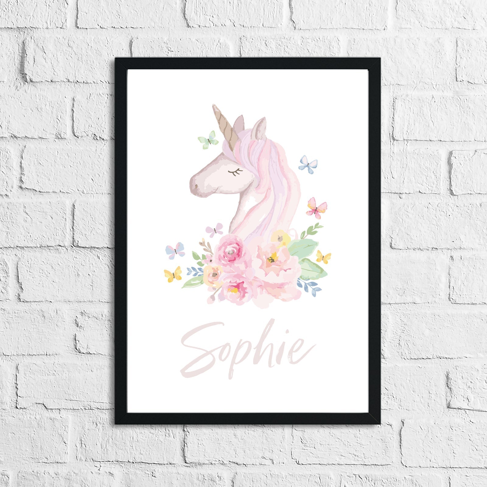 Personalised Watercolour Unicorn Name Children's Room Wall Decor Print by WinsterCreations™ Official Store