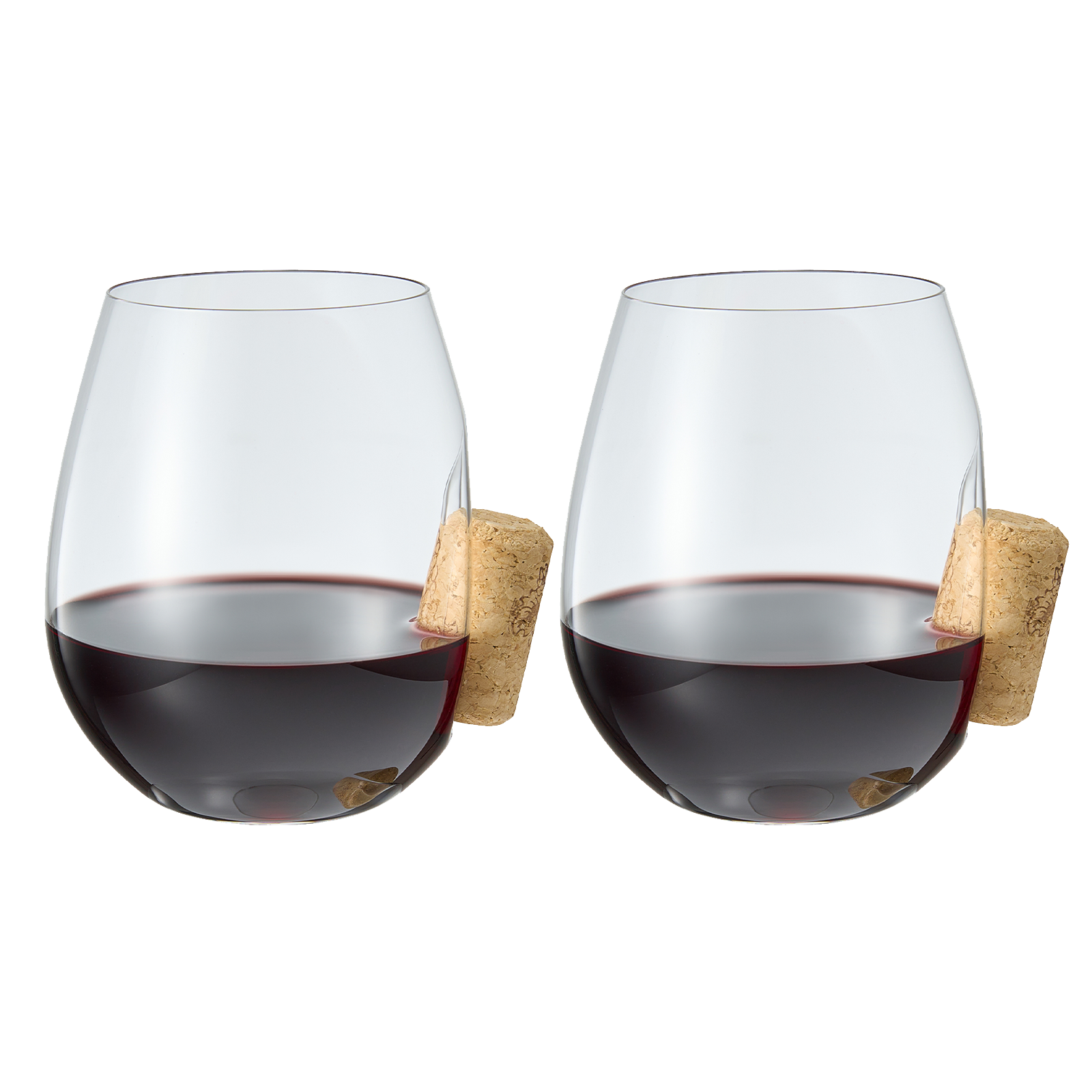 Corked Stemless Wine Glasses | Set of 2 | Stuck In The Glass Wine Cork Cocktail Glassware, Enthusiast Gift, Artisanal Crystal Glassware - Gift Idea for Him, Her, Wine Lover, Housewarming (19.6 OZ) by The Wine Savant