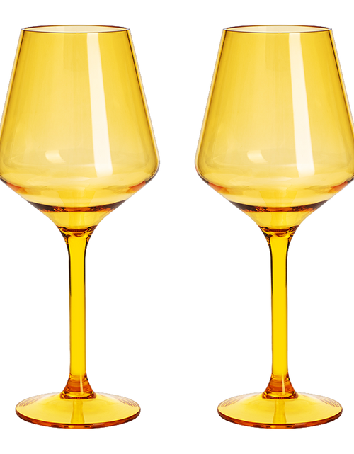 Load image into Gallery viewer, Floating Wine Glasses for Pool - Set of 2-15 OZ Shatterproof Poolside Wine Glasses, Tritan Plastic Reusable Stemware, Beach Outdoor Cocktail, Wine, Champagne, Water Glassware Spring Summer (Yellow) by The Wine Savant
