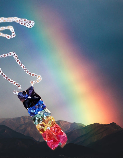 Load image into Gallery viewer, Handmade True Rainbow Crystal Rock Candy Necklace by Alexa Martha Designs
