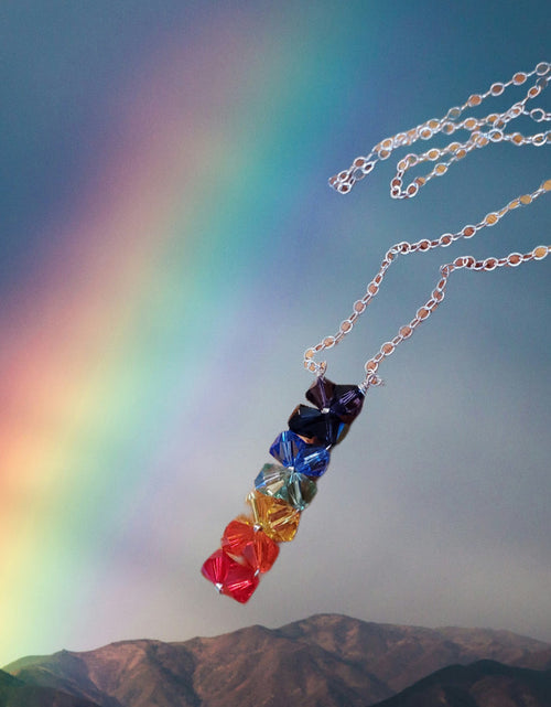 Load image into Gallery viewer, Handmade True Rainbow Crystal Rock Candy Necklace by Alexa Martha Designs
