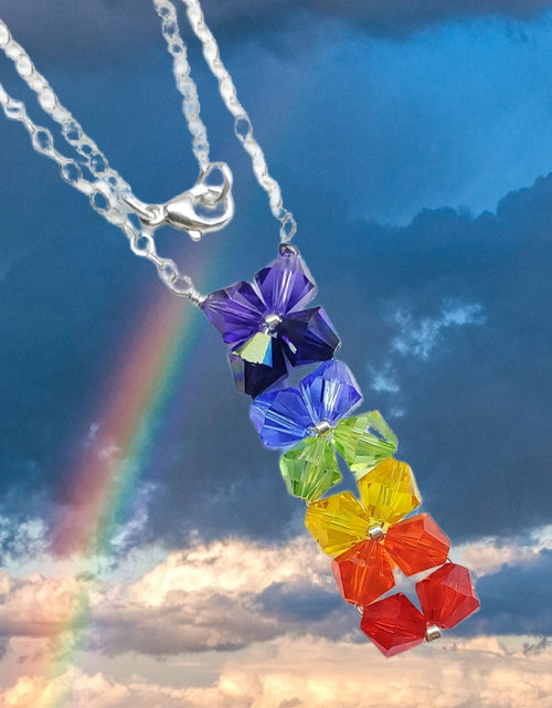 Load image into Gallery viewer, Handmade True Rainbow Crystal Rock Candy Necklace by Alexa Martha Designs
