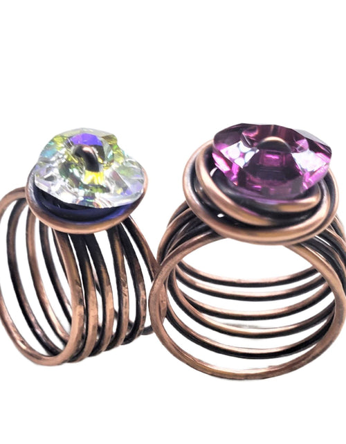 Load image into Gallery viewer, Copper Wire Wrapped Crystal Heart Glam Ring by Alexa Martha by Alexa Martha Designs
