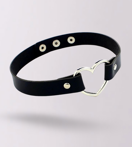 "MY" Heart Leather Choker by The Cursed Closet