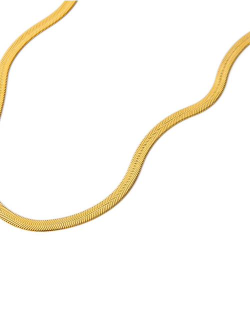 Load image into Gallery viewer, Herringbone Chain Classic Gold Necklace by ETHICGOODS
