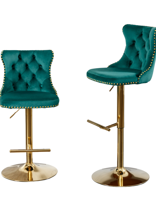 Load image into Gallery viewer, Golden Swivel Velvet Barstools by Blak Hom
