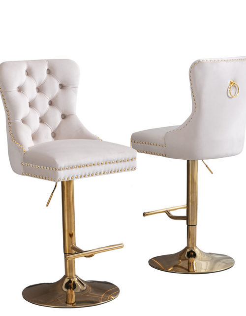 Load image into Gallery viewer, Set of 2 Thick Golden Swivel Velvet Barstools by Blak Hom
