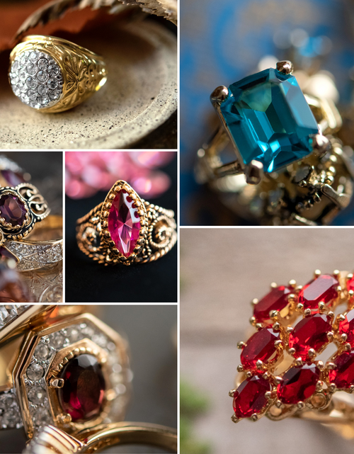 Load image into Gallery viewer, FIVE FOR ONE -Mix of 5 Vintage/Antique Rings for Women We Select Per Your Specifications Made in America - Bulk Pack by PVD Vintage Jewelry
