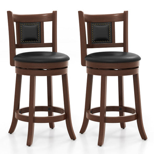 Load image into Gallery viewer, 25.5 Inch/30.5 Inch Upholstered Bar Stools Set of 2 with Curved Backrest and Footrest-25.5 inches
