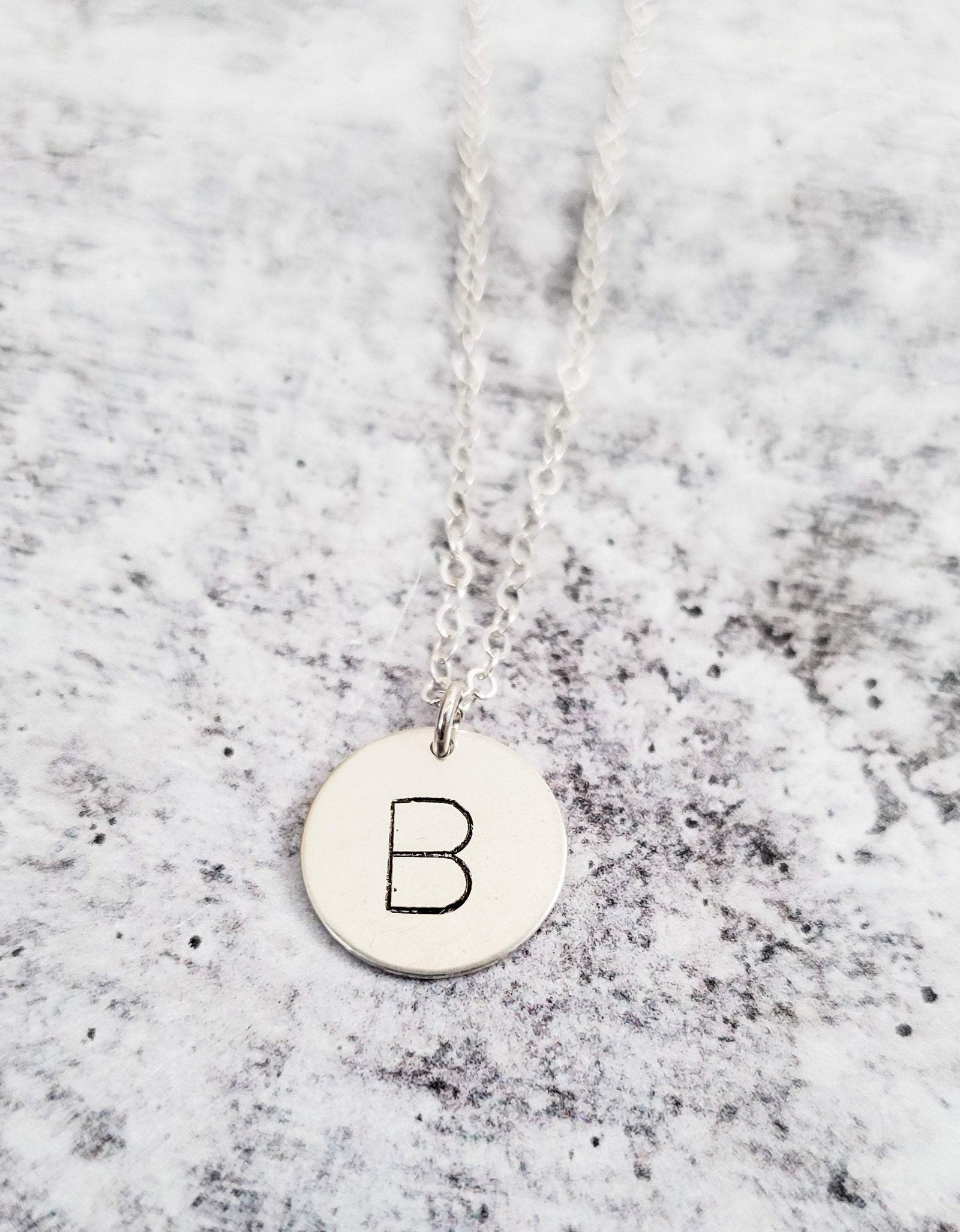 Uppercase Initial Circle Disc Necklace by Salt and Sparkle