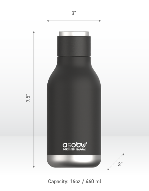 Load image into Gallery viewer, Urban Insulated and Double Walled Stainless Steel Bottle 16 Ounce by Asobu (Black) by ASOBU®
