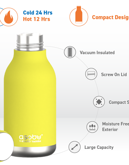 Load image into Gallery viewer, Urban Insulated and Double Walled Stainless Steel Bottle 16 Ounce by Asobu (Lime) by ASOBU®
