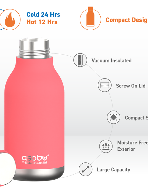 Load image into Gallery viewer, Urban Insulated and Double Walled Stainless Steel Bottle 16 Ounce by Asobu (Peach) by ASOBU®
