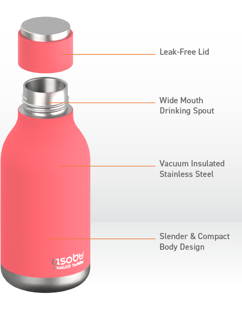 Load image into Gallery viewer, Urban Insulated and Double Walled Stainless Steel Bottle 16 Ounce by Asobu (Peach) by ASOBU®

