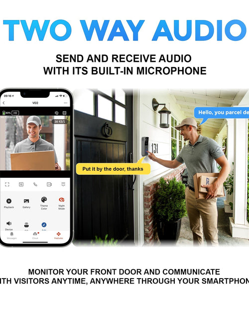 Load image into Gallery viewer, Xodo VD2 Smart Wifi Wireless Video Doorbell with 2K QHD Camera and Chime by Contixo
