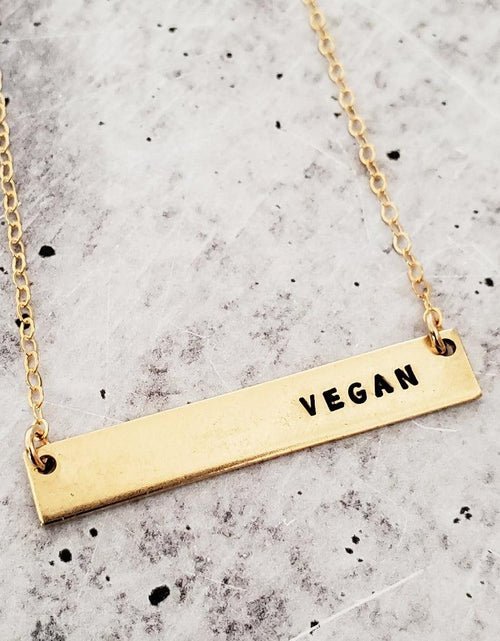 Load image into Gallery viewer, VEGAN Bar Necklace by Salt and Sparkle

