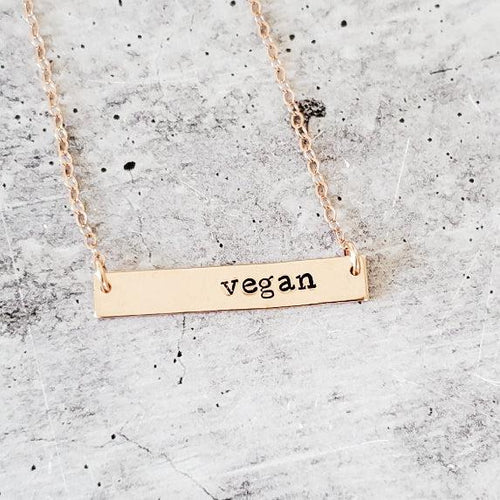 Load image into Gallery viewer, VEGAN Bar Necklace by Salt and Sparkle
