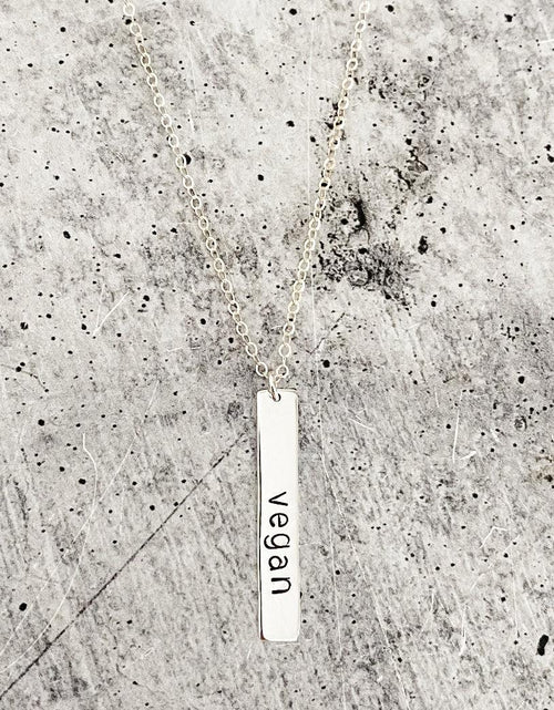 Load image into Gallery viewer, VEGAN Silver Vertical Bar Necklace by Salt and Sparkle
