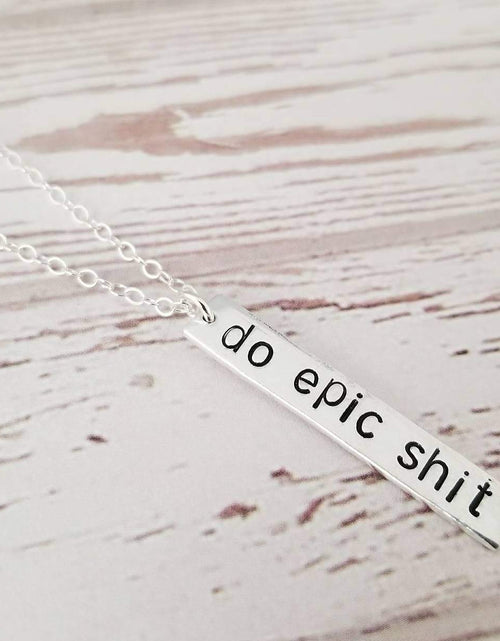 Load image into Gallery viewer, VEGAN Silver Vertical Bar Necklace by Salt and Sparkle
