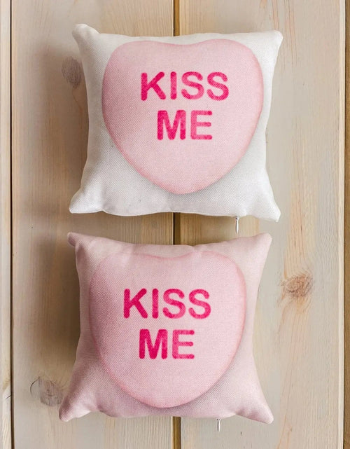 Load image into Gallery viewer, Valentines Candy Mini Pillow Set | 8x8 Pillow Covers | Valentine card motifs | Throw Pillow | Love is Love | I Love You | I Love You Gifts by UniikPillows
