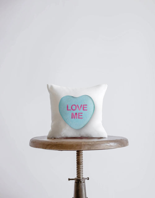 Load image into Gallery viewer, Valentines Candy Mini Pillow Set | 8x8 Pillow Covers | Valentine card motifs | Throw Pillow | Love is Love | I Love You | I Love You Gifts by UniikPillows
