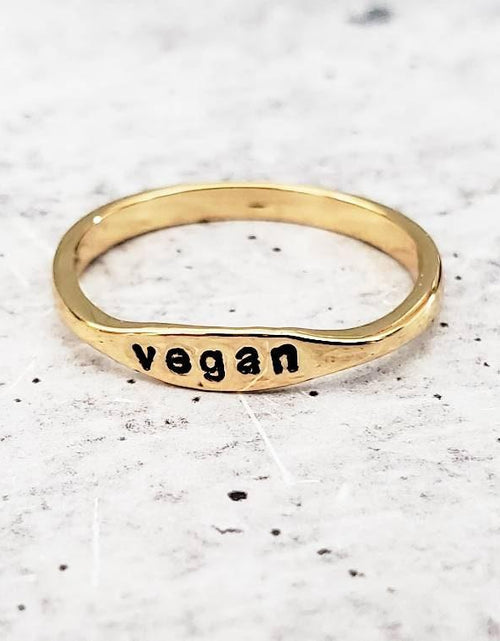 Load image into Gallery viewer, Vegan Dainty Gold Ring by Salt and Sparkle
