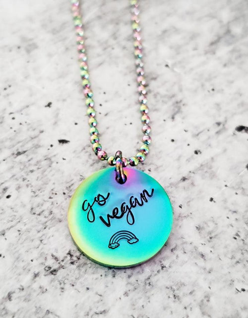 Load image into Gallery viewer, Vegan Rainbow Pendant Necklace by Salt and Sparkle
