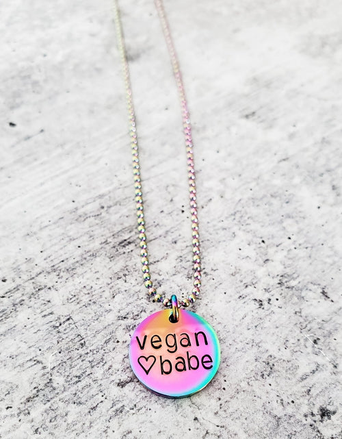 Load image into Gallery viewer, Vegan Rainbow Pendant Necklace by Salt and Sparkle
