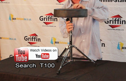 Load image into Gallery viewer, Drum Throne Stand by GRIFFIN - Padded Drummer’s Seat - Drum Set Percussion Chair for Adults - Musicians Guitar Stool Double Braced Hardware by GeekStands.com
