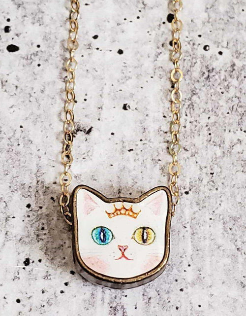 Load image into Gallery viewer, Vintage Style Kawaii Kitty Charm Necklace by Salt and Sparkle

