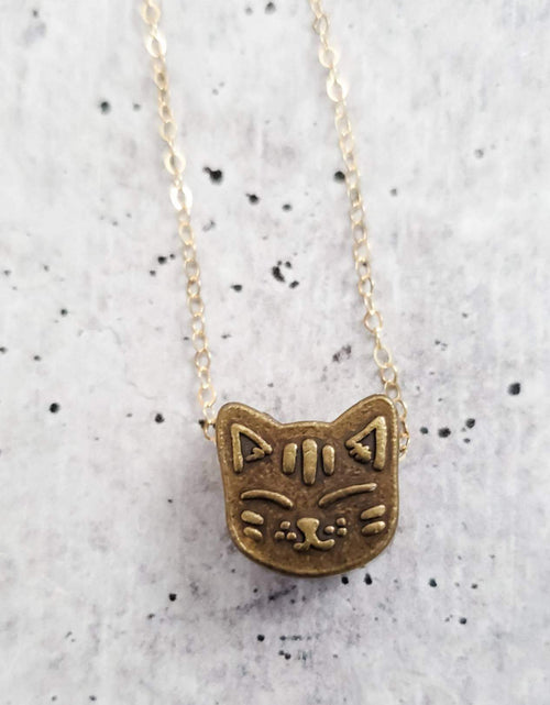 Load image into Gallery viewer, Vintage Style Kawaii Kitty Charm Necklace by Salt and Sparkle
