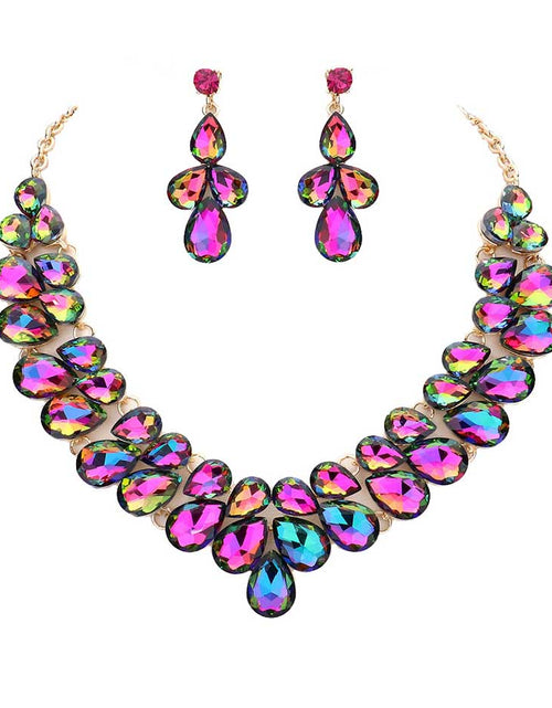 Load image into Gallery viewer, Teardrop Stone Cluster Evening Necklace by Madeline Love
