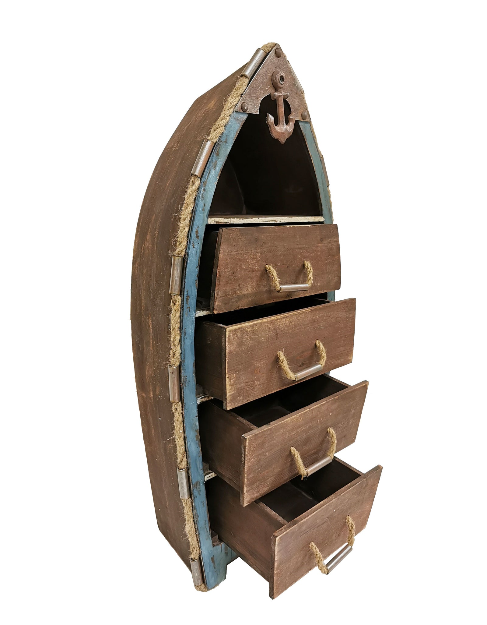 Solid wood boat shaped cabinet with drawers by Peterson Housewares & Artwares