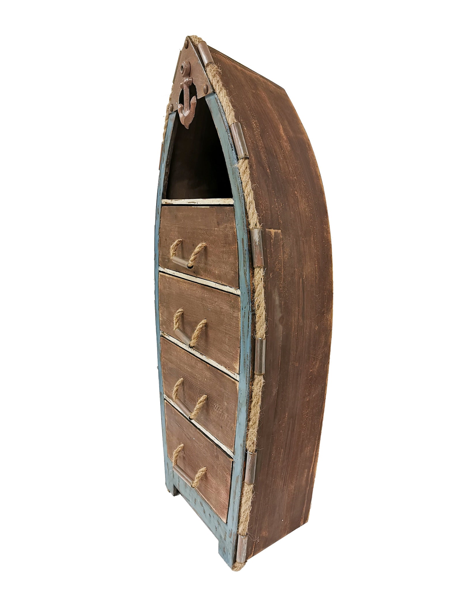 Solid wood boat shaped cabinet with drawers by Peterson Housewares & Artwares