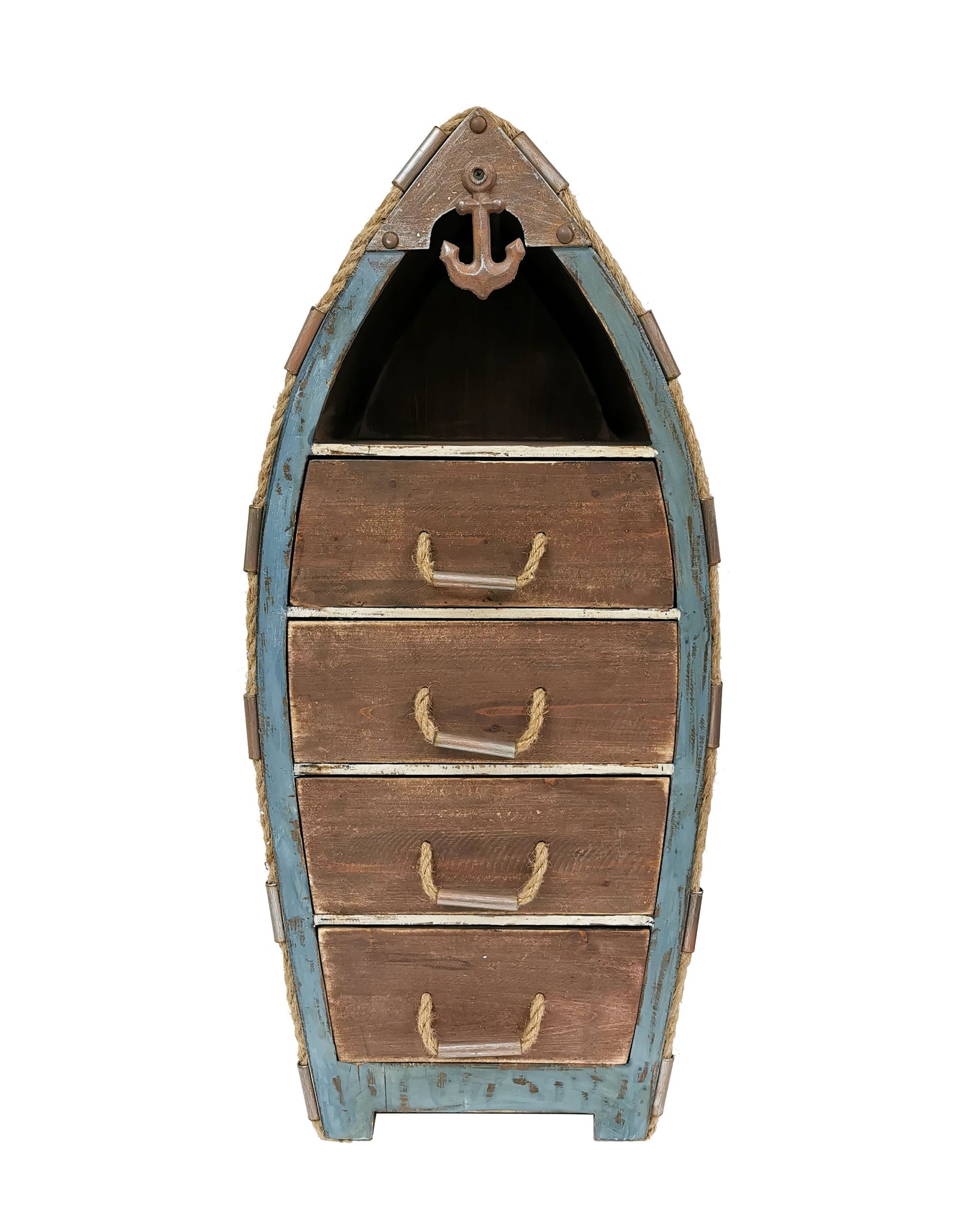 Solid wood boat shaped cabinet with drawers by Peterson Housewares & Artwares