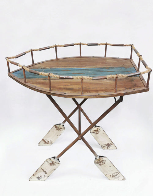 Load image into Gallery viewer, Rusty wood Boat shaped console table by Peterson Housewares &amp; Artwares
