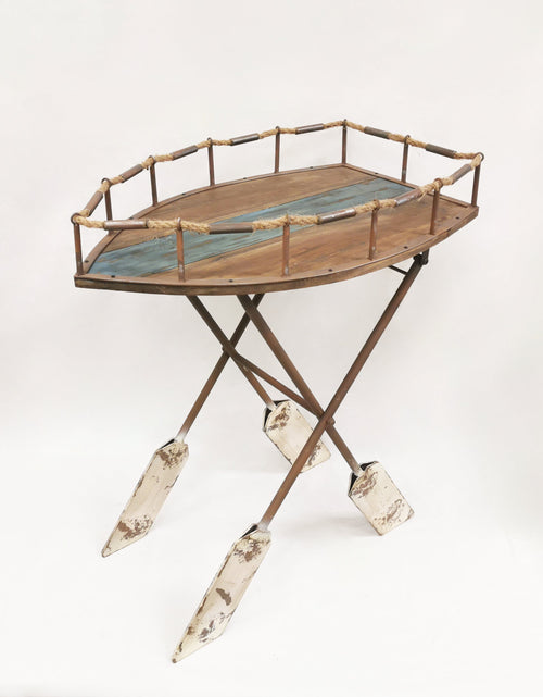 Load image into Gallery viewer, Rusty wood Boat shaped console table by Peterson Housewares &amp; Artwares

