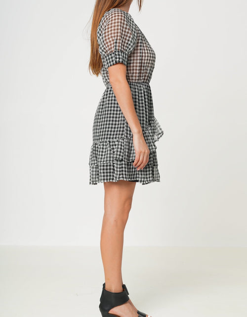 Load image into Gallery viewer, Women's Crinkle Chiffon Gingham in Black by Shop at Konus
