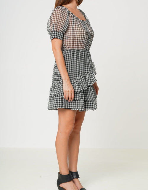 Load image into Gallery viewer, Women's Crinkle Chiffon Gingham in Black by Shop at Konus
