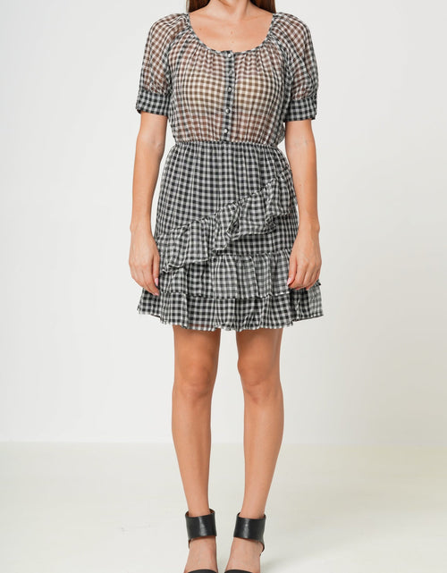 Load image into Gallery viewer, Women's Crinkle Chiffon Gingham in Black by Shop at Konus
