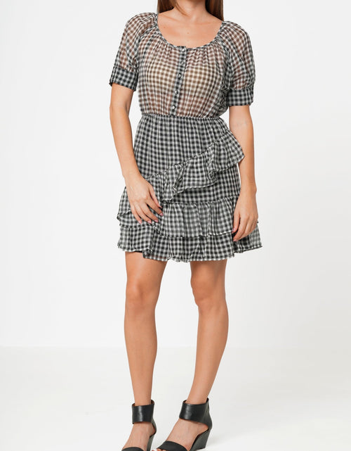 Load image into Gallery viewer, Women's Crinkle Chiffon Gingham in Black by Shop at Konus
