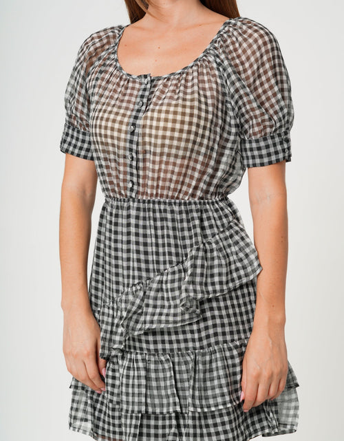 Load image into Gallery viewer, Women's Crinkle Chiffon Gingham in Black by Shop at Konus
