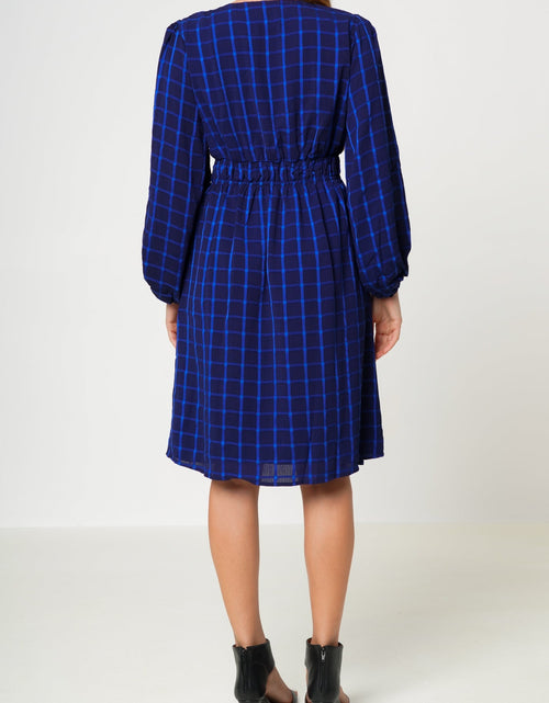 Load image into Gallery viewer, V-neck Checkered Dress in Night Plaid by Shop at Konus
