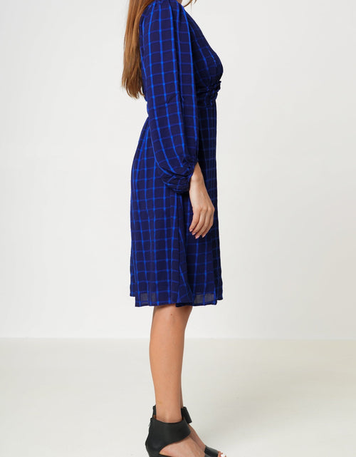 Load image into Gallery viewer, V-neck Checkered Dress in Night Plaid by Shop at Konus
