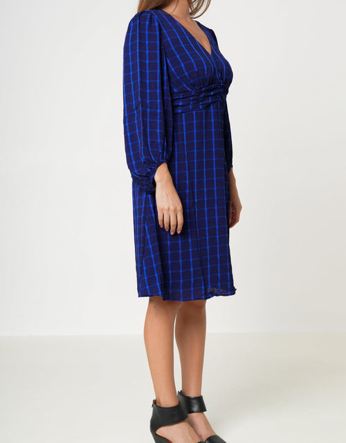 Load image into Gallery viewer, V-neck Checkered Dress in Night Plaid by Shop at Konus
