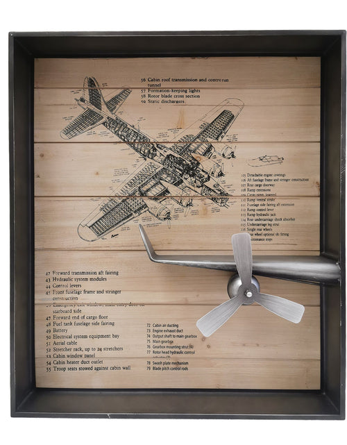Load image into Gallery viewer, Metallic Vintage Airplane Wall Art with Clock, Set of 3 by Peterson Housewares &amp; Artwares
